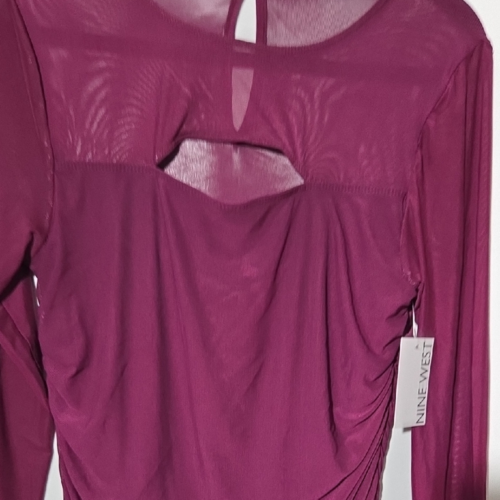 Nine West Magenta Cut-Out Long Sleeve Dress